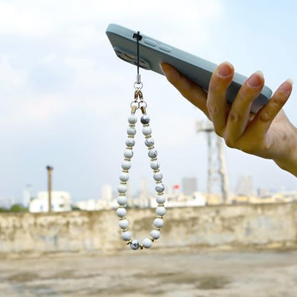 TENOC Marble Beaded Phone Wrist Strap, Marble White - color: B-marble White
