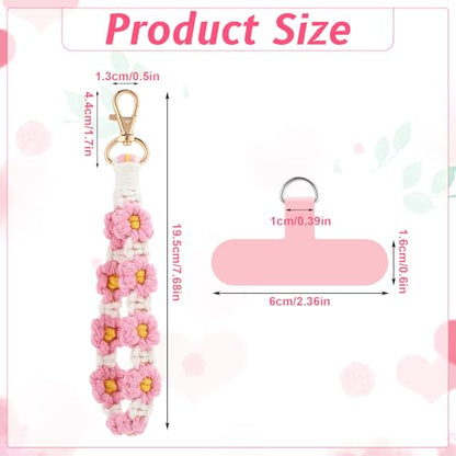 Jspupifip 2 PCS Boho Macrame Phone Wrist Strap, Pink/Green - color: Pink,green