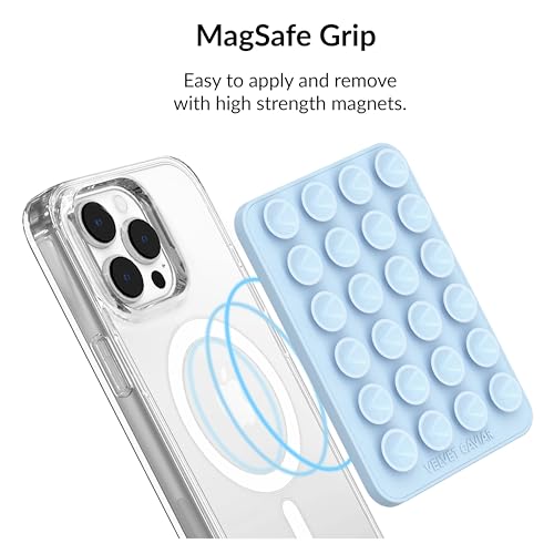 Velvet Caviar Suction Cup Phone Case Mount Compatible with MagSafe Devices Only - Magnetic Silicone Sticky Phone Grip Holder for iPhone Back of Phone - Mirror Gripper (Blue) - color: Blue