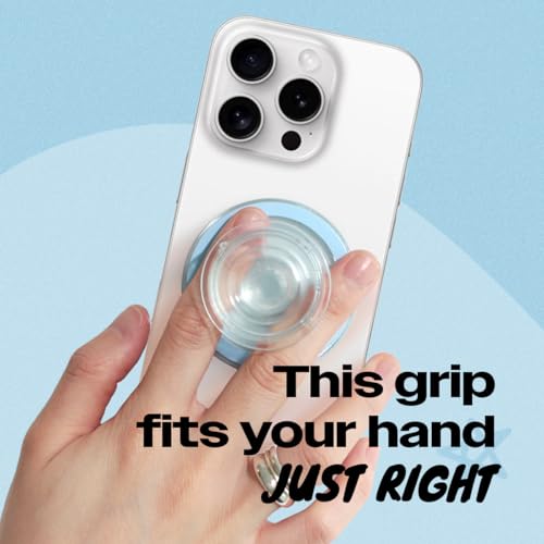 OnTheGrip Compatible with Magsafe Magnetic Authentic Translucent Color Design Collapsible Mobile Phone Grip Stand Holder for Smartphone Tablet Cell Phone Accessory (Sky Blue) - color: Sky blue