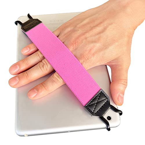 EGO Security Hand-Strap for 9-11 Inch Tablet - iPad/iPad Pro/Air, Kindle Fire HD, Samsung, Lenovo - High-Elasticity Versatile Lightweight Finger Grip Holder - Pink - color: Pink