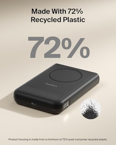 Belkin 10000mAh Qi2.2 25W MagSafe Power Bank w/Kickstand & Display - color: Black
