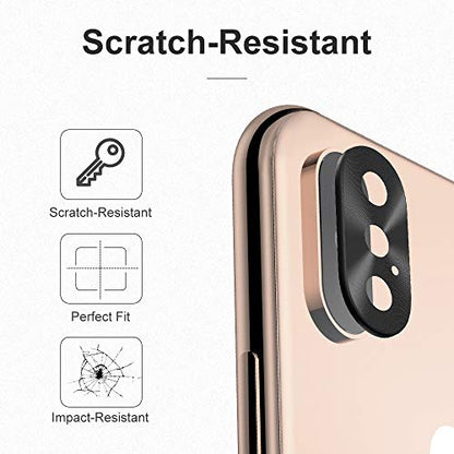 For iPhone XS/XS Max Camera Lens Protector - [2 Pack] Premium Aluminum Alloy Back Rear Camera Lens Screen Cover Case Shield - Black - color: Black-iPhone XS/XS Max