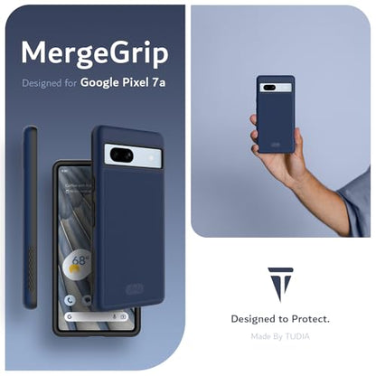 TUDIA MergeGrip [Dual Layer] Google Pixel 7a Case (2023), [Military Grade Drop Tested] Raised Edge for Screen&Camera Protection Slim Tough Heavy Duty 7A Phone Cases Cover - Indigo Blue - color: Indigo Blue, size: Standard Pixel 7a