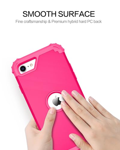BENTOBEN for iPhone SE 2022 Case and iPhone SE 2020 Case, Heavy Duty 3 in 1 Full Body Rugged Shockproof Hybrid Hard PC Soft Rubber Girls Women Boys Cover for iPhone SE 3rd/2nd Gen, Hot Pink - color: Hot Pink