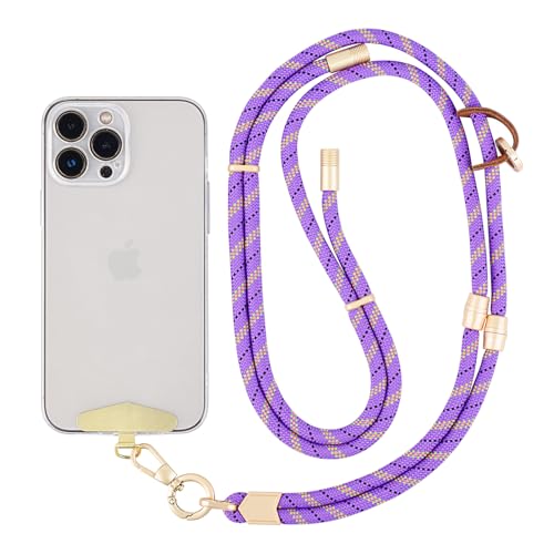 Cell Phone Lanyard,Adjustable Shoulder Crossbody Lanyard,Detachable Length Wrist Lanyard - color: Purple
