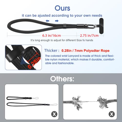 Phone Lanyard, 2 Pack Adjustable Cell Phone Lanyard Strap, Hand Wrist Strap Lanyard with Tether Tabs for Smartphones - color: Black+chinese Red