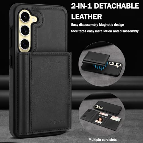 for Samsung Galaxy S23 Plus Wallet Case, 2-in-1 Detachable Magnetic Wallet Case, Card Holder RFID Blocking, Fashionable Faux Leather Card Slot & Folding Design (Black) - color: Black, size: Samsung Galaxy S23plus