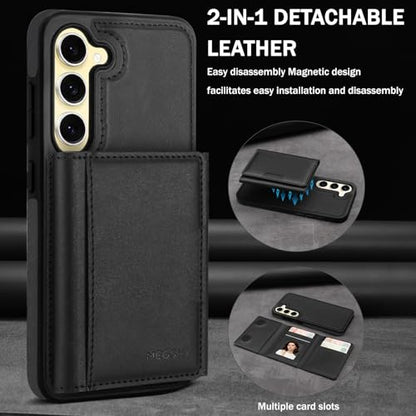 for Samsung Galaxy S23 Plus Wallet Case, 2-in-1 Detachable Magnetic Wallet Case, Card Holder RFID Blocking, Fashionable Faux Leather Card Slot & Folding Design (Black) - color: Black, size: Samsung Galaxy S23plus