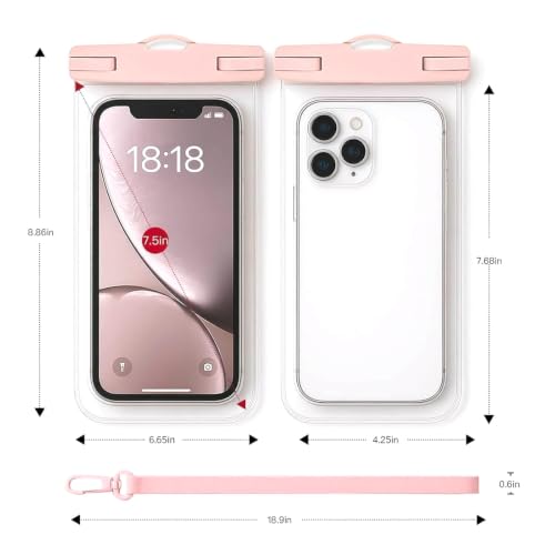 Waterproof Phone Pouch Compatible for iPhone 7in - Power Pink,1 Pack | IPX8 Waterproof Case, Beach Travel Must Haves, Beach Essential, Dry Bag, 1 Pack, for iPhone 17/16/15/14/13/12 Pro Max - color: B6-Powder Pink