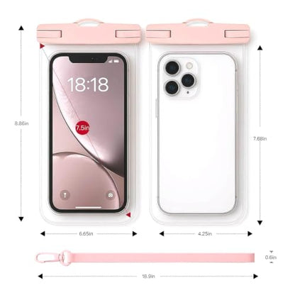 Waterproof Phone Pouch Compatible for iPhone 7in - Power Pink,1 Pack | IPX8 Waterproof Case, Beach Travel Must Haves, Beach Essential, Dry Bag, 1 Pack, for iPhone 17/16/15/14/13/12 Pro Max - color: B6-Powder Pink
