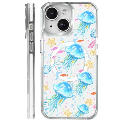 VisEnt Clear Case for iPhone 14, Magnetic Phone Case, Transparent Slim Cover, Military Grade Protection, Shockproof, Anti-Yellowing, Scratch Resistant, Blue Jellyfish Ocean - color: Blue Jellyfish Ocean, size: Iphone 14