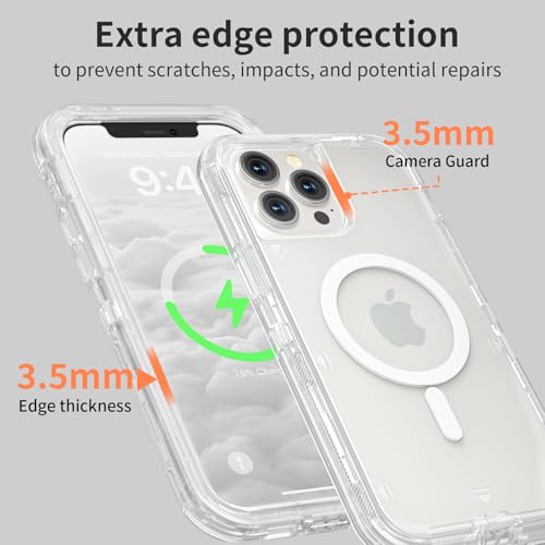 Follaroma Magnetic for iPhone 12/iPhone 12 Pro Case,Heavy Duty Cases,Clear | Compatible with MagSafe, Heavy Duty Shock proof Protection, Military-Grade Anti-Drop, Dual Layer Transparent Protective Cover - color: Clear, size: iPhone 12/iPhone 12 Pro 6.1''