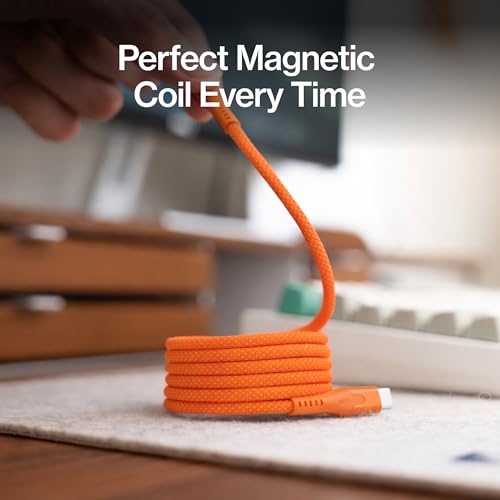 Statik MagStack Pro USB C to USB C Coiling Magnetic Charging Cable,100W - color: Orange, size: 3ft, style: USB-C to USB-C
