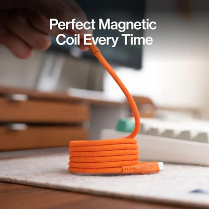 Statik MagStack Pro USB C to USB C Coiling Magnetic Charging Cable,100W - color: Orange, size: 3ft, style: USB-C to USB-C