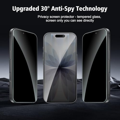 2+2 Pack for iPhone 17 Privacy Screen Protector with Camera Lens Protector, Anti Spy Tempered Glass Protection Film with Easy Installation Frame, 9H Hardness, Scratch Resistant, Case Friendly - size: iP17 Privacy