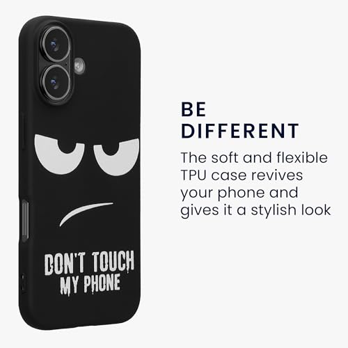 kwmobile TPU Silicone Case Compatible with Apple iPhone 17 - Case Soft Cover - Don't Touch My Phone White/Black - size: iPhone 17