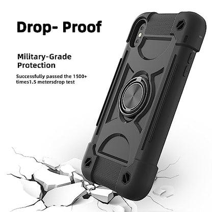 MARKILL Compatible with iPhone Xs Max Case 6.5 Inch with Ring Stand, Heavy-Duty Military Grade Shockproof Phone Cover with for iPhone Xs Max. Black - color: Black, size: iPhone XS Max 6.5"