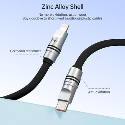 Hichain 2Pack Chubby Lightning Cable 27W Fast Charging USB C to Lightning Cable for iPhone iPad 4FT Black Silicone USB C Cable Compatible with iPhone 14 13 12 11 X 8 Series & iPad - color: Black, size: 4FT