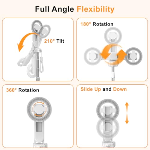 Upgrated 5-in-1 Magnetic Selfie Stick with Remote for Cell Phone 360° Rotation.Can Transforms into Mini Tripod/Camera Grip/Handheld Stabilizer/Phone Stand.Extend to 25 inches - color: White