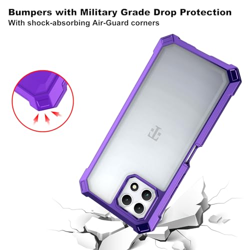Ailiber for T-Mobile REVVL 7 5G Phone Case, with Screen Protector, Dual Layer Shockproof Bumper, Clear Transparent [Anti Yellowing], Slim Scratch-Resistant Cover for Metro REVVL 7 5G-Purple - color: Crystal Clear & Purple