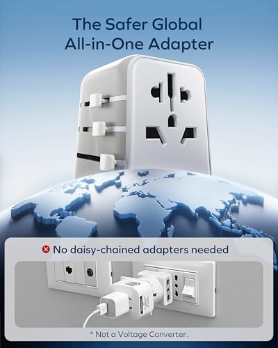MOMAX 70W GaN Universal Travel Adapter, All-in-One Travel Charging - color: White, size: 70W