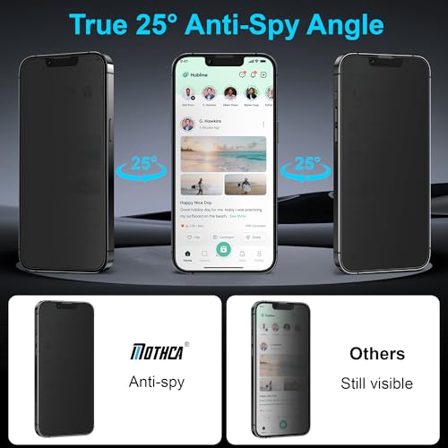 Mothca 2 Pack Matte Privacy Screen Protector for iPhone 17e / 16e / iPhone 14 / iPhone 13/13 Pro 6.1-inch [Auto Fit Box Dust-Free] Anti Spy Anti-Glare Anti-Fingerprint Full Coverage Tempered Glass - size: iPhone 17e/16e/14/13/13 Pro-6.1 Inch