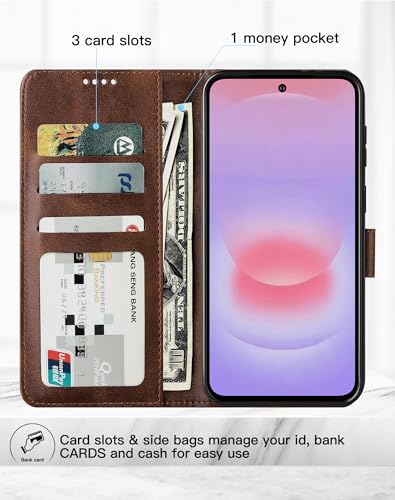 Feitenn for Samsung Galaxy A37 5G (6.7") Case Wallet 2026 with 4 Card Holders Kickstand, PU Flip Leather Magnetic Closure Folio Shockproof Protective Cover, Brown - color: Brown, size: Samsung Galaxy A37 5G