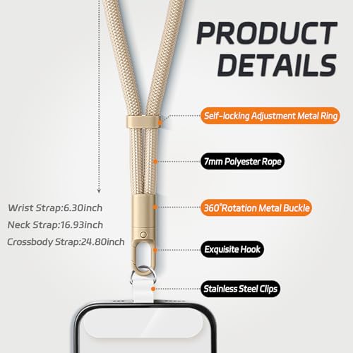 KITANIS 2 Pack Phone Lanyard,2×Phone crossbody strap,4×Tether Tabs,Universal Cell Phone Multifuctional Patch Polyester Lanyards,Cell Phone Lanyards for Women and Men(wine+light camel) - color: Wine+light Camel, size: 24.8''Crossbody Strap