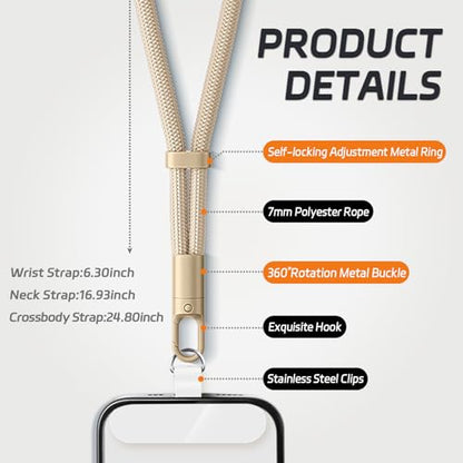 KITANIS 2 Pack Phone Lanyard,2×Phone crossbody strap,4×Tether Tabs,Universal Cell Phone Multifuctional Patch Polyester Lanyards,Cell Phone Lanyards for Women and Men(wine+light camel) - color: Wine+light Camel, size: 24.8''Crossbody Strap