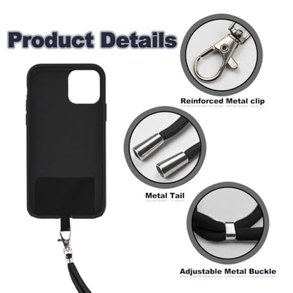 ELANE 8 Pieces Cell Phone Holder Around Neck,Adjustable Crossbody Phone Strap,Cell Phone Lanyard Crossbody Phone Lanyard - color: Black