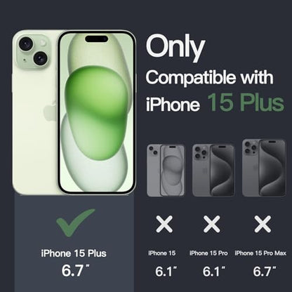 JETech Case for iPhone 15 Plus, Anti-Yellowing, Green | Shockproof Protection, Scratch Resistant Hard PC Back, Durable Transparent TPU Bumper - color: Green, size: iPhone 15 Plus