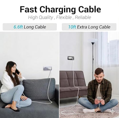 TZBAY 4-Pack (6ft 6ft 10ft 10ft) 60W USB C to USB C Fast Charging Cable - color: White 2x6ft+2x10ft