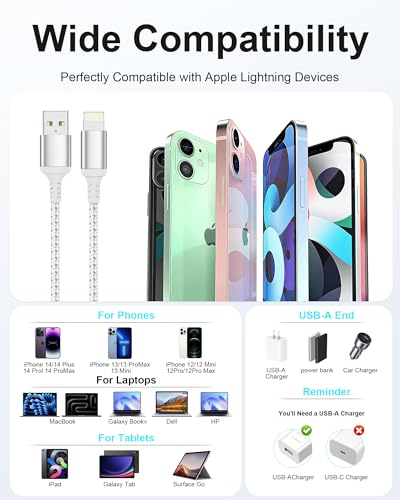 2ft USB to Lightning Cable 2Pack MFi Certified, iPhone Charger Cord - size: 2 FT