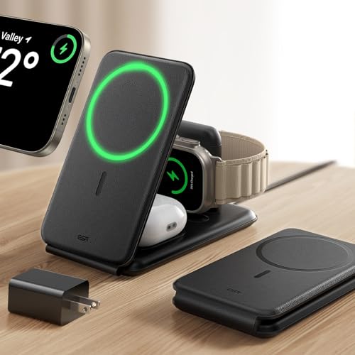 ESR 3 in 1 Wireless Charging Station, for Magsafe Charger Stand - color: Black