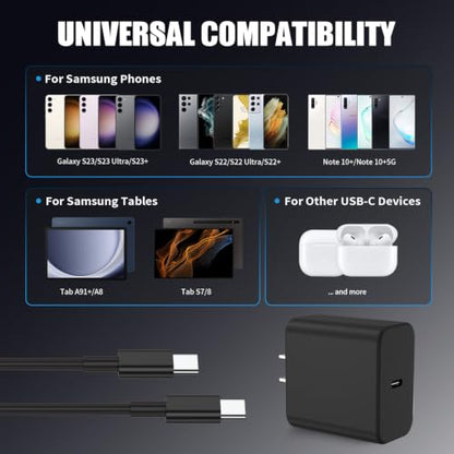 4Pack USB C Charger Super Fast Charging for Samsung Galaxy S25 Ultra - color: Black, size: 4Pack 3+6+6+10Feet