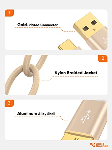 CableCreation Short USB A to USB C Cable 6 inch, USB C to A Fast Charging - color: Gold, size: 0.5FT
