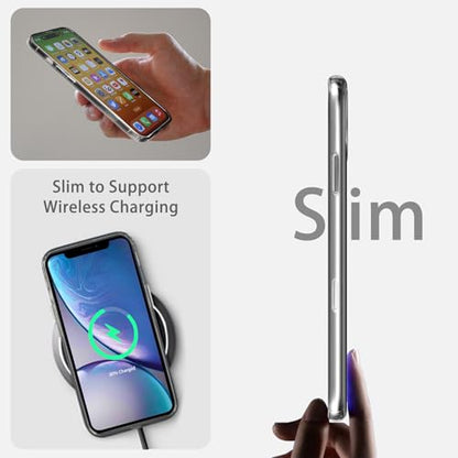 JJGoo Compatiable with iPhone XR Case Clear, Transparent Shockproof Phone Case, Slim Anti-Scratch Hard PC Back Protective Cover Bumper, Transparent Black - color: Transparent Black