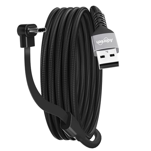 Adoreen USB A to C Cable 6.6 FT with Flat 90 Degree Right Angled C Port, 60W PD Fast Charging Cord, Slim Thin Braided, 480Mbps 20V/3A for Mobile Gaming, iPhone 17/16 Pro Max, Samsung, MacBook, iPad - size: 6.6FT, style: USB-A to C
