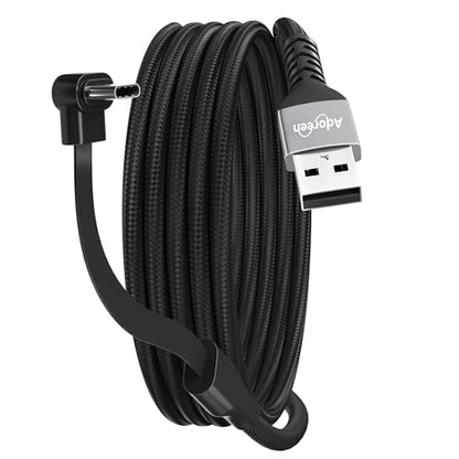 Adoreen USB A to C Cable 6.6 FT with Flat 90 Degree Right Angled C Port, 60W PD Fast Charging Cord, Slim Thin Braided, 480Mbps 20V/3A for Mobile Gaming, iPhone 17/16 Pro Max, Samsung, MacBook, iPad - size: 6.6FT, style: USB-A to C