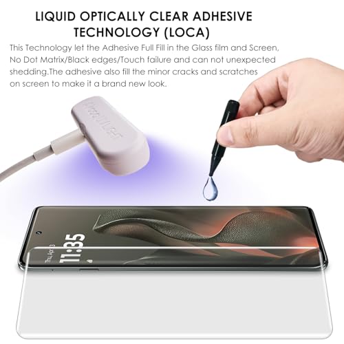 Screen Protector for Motorola Edge 2025, 3 Pack, Tempered Glass LOCA UV Set, Edge to Edge Protection, 9H Scratch Resistant, Touch Sensitive, Fingerprint-ID Support