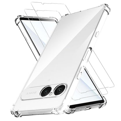 Anoowkoa Designed for Sony Xperia 10 VII Case.Anti Yellowing Clear Cover Phone Case + 2 Pack Sony 10 VII Screen Protector Tempered Glass.Military-Grade Shockproof.Ultra-Thin Drop-Proof and Ultra-Soft - color: Sony Xperia 10 VII