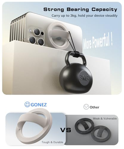 GONEZ Magnetic Phone Grip Compatible with MagSafe, Removable Silicone Loop Grip, Phone Ring Holder for Back of Phone for iPhone 17/16/15/14/13/12 Series, Stone - color: Stone