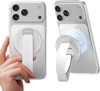 2026 Klearlook for MagSafe Phone Grip with Silicone Finger Strap, Removable Magnetic Phone Ring Holder with Adjustable Kickstand, Finger Phone Ring Grip for iPhone 17/16/15/14/13/12 Series, White - color: White