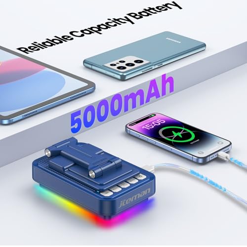 JTEMAN Gifts for Men Women Phone Stand Bluetooth Speaker with Light and Charging Function, 360 Rotating Phone Holder Cool Tech Mom Dad Gifts Husband Unique Birthday Gift Ideas - Blue - color: Blue