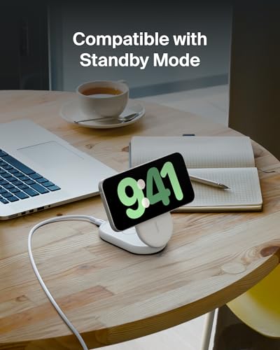 Belkin Qi2 15W Magnetic Wireless Charger, 2 in 1 Foldable, Non-Slip - color: White