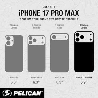 Pelican Shield iPhone 17 Pro Max Case - Rugged MagSafe Phone Case - Carbon | Magnetic Phone Case w/24ft Military Grade Drop Protection - Phone Cover w/ Belt Clip Holster Kickstand for iPhone 17 Pro Max - color: Carbon - Pro Max, style: iPhone 17 Pro Max