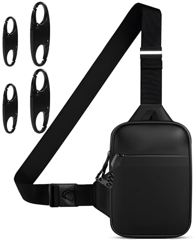 Peicees Mini Anti Theft Crossbody Sling Bag Small Chest Bag Dual Pocket Water Resistant Fanny Pack Running Phone Holder - size: Small