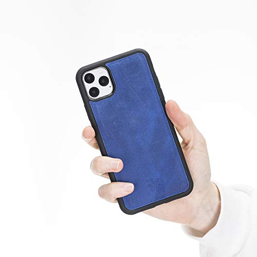 Venito Lucca Leather Case Compatible with iPhone 11 Pro Max (6,5inch) – Extra Secure with Padded Back Cover -Antique Dark Blue - color: Antique Dark Blue, size: iPhone 11 Pro Max