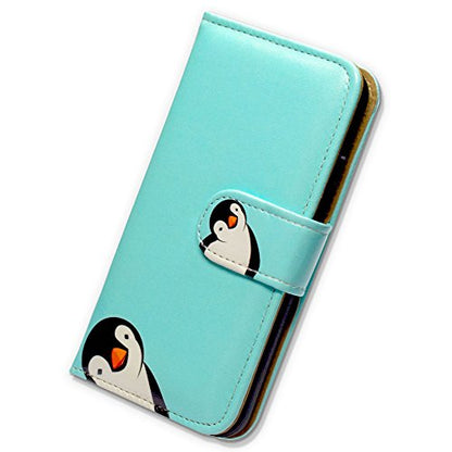 Bcov Case for iPhone 14 Pro, Black Penguin Leather Flip Phone Case Wallet Cover with Card Slot Holder Kickstand for iPhone 14 Pro - color: Black White Penguin